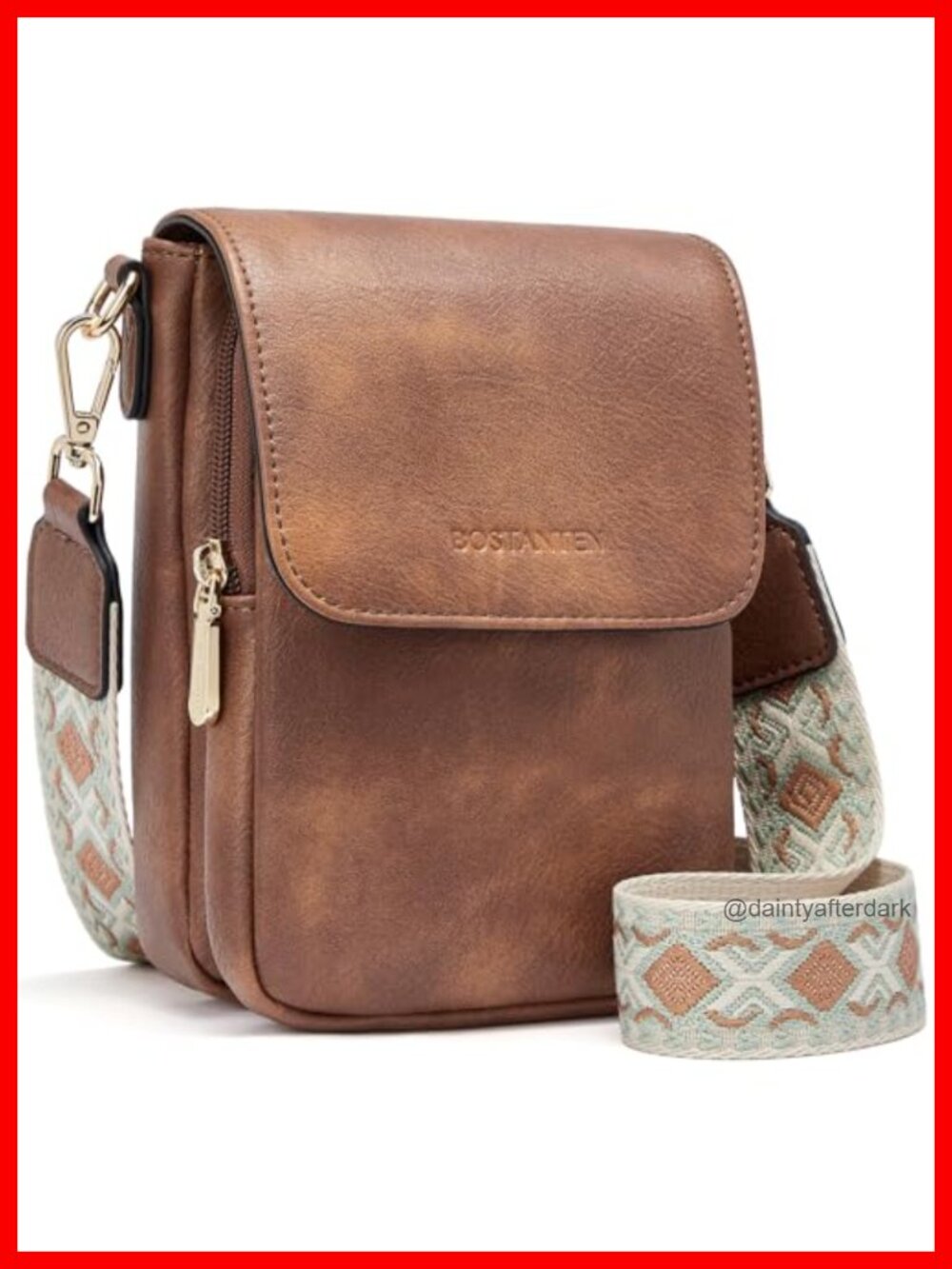 Women's Faux Leather Crossbody Bag with Card Slots Cell Phone Purse